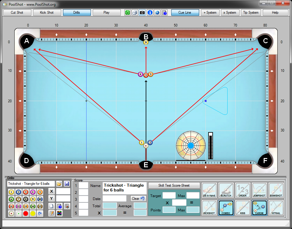 Trickshot - Triangle for 6 balls